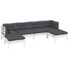 vidaXL 6-tlg. Garten-Lounge-Set mit Kissen Wei&szlig; Kiefernholz