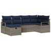 vidaXL Sofa Set mit Kissen Grau und Marineblau Poly-Rattan