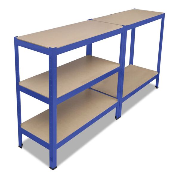 vidaXL Lagerregal mit 5 B&ouml;den Blau Stahl & Holzwerkstoff