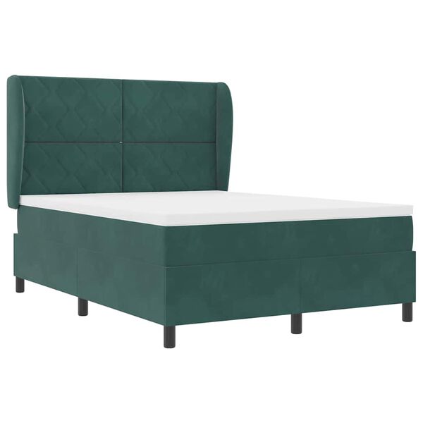 vidaXL Boxspringbett mit Matratze Dunkelgr&uuml;n 200 x 140 cm Polyester