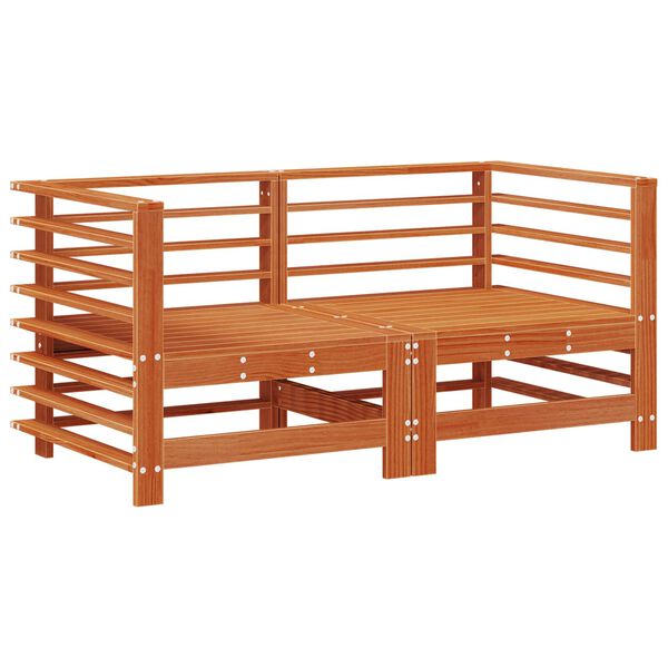 vidaXL Gartenecksofa Massives Kiefernholz Wachsbraun