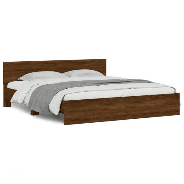 vidaXL Bettgestell mit Kopfteil Braun Eiche-Optik 180x200 cm