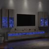 vidaXL 7-tlg. TV-Wohnwand mit LED-Leuchten Grau Sonoma