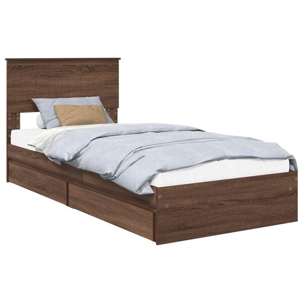 vidaXL Aufbewahrungsbett Braun Eichen-Optik 90 x 190 cm Holzwerkstoff