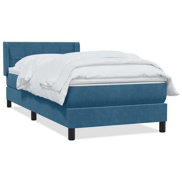 vidaXL Boxspringbett mit Matratze Dunkelblau 100x210 cm Samt