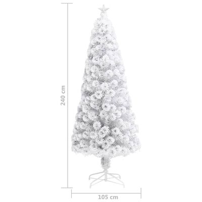 vidaXL Künstlicher Weihnachtsbaum mit Beleuchtung Weiß 240cm Glasfaser