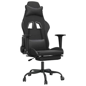vidaXL Gaming-Stuhl mit Massage & Fu&szlig;st&uuml;tze Schwarz Kunstleder