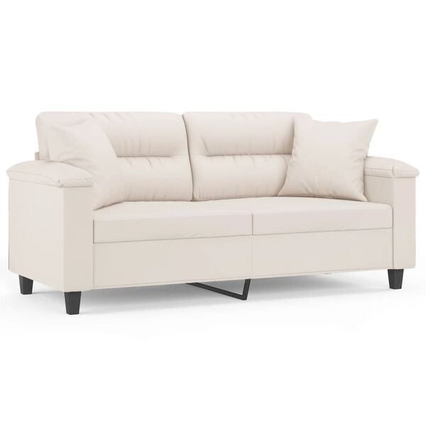 vidaXL 2-Sitzer-Sofa mit Kissen Beige 140 cm Mikrofasergewebe