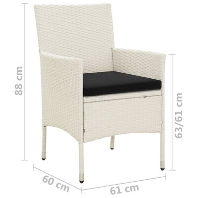 vidaXL Gartenstühle mit Kissen 4 Stk. Poly Rattan Weiß
