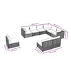 vidaXL 9-tlg. Garten-Lounge-Set mit Kissen Poly Rattan Schwarz