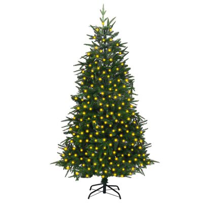 vidaXL Künstlicher Weihnachtsbaum mit Beleuchtung 210 cm Grün PVC & PE