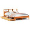 vidaXL Massivholzbett mit Regal ohne Matratze Wachsbraun 135x190 cm