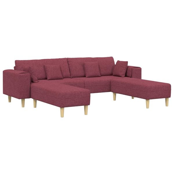 vidaXL Sofa mit Kissen 3 pcs Weinrot Stoff