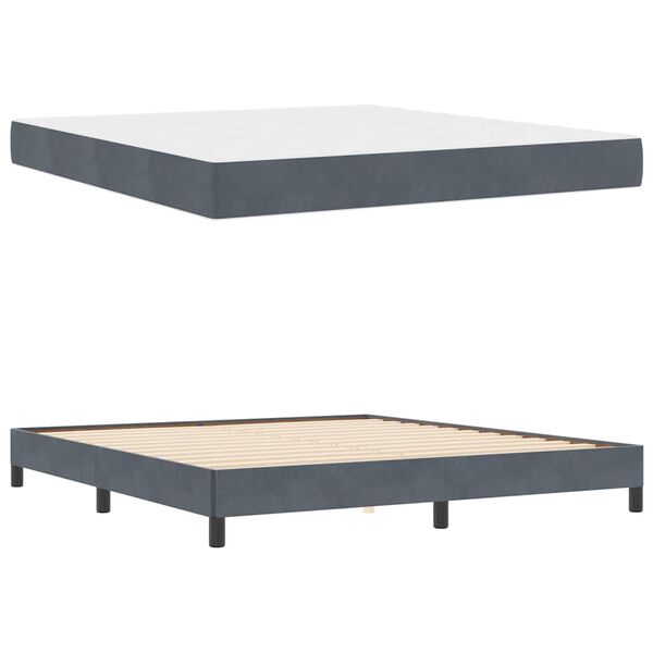 vidaXL Boxspringbett mit Matratze Dunkelgrau 180 x 210 cm Stoff