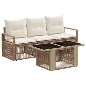vidaXL Gartensofa-set 4 stk. Beige und Cremewei&szlig; Poly-Rattan