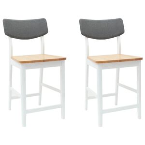 vidaXL Esszimmerst&uuml;hle 2 stk. Massives Gummiholz Wei&szlig; 48 x 49 x 95 cm