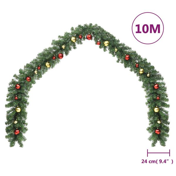 vidaXL Weihnachtsgirlande Geschm&uuml;ckt mit Kugeln 10 m