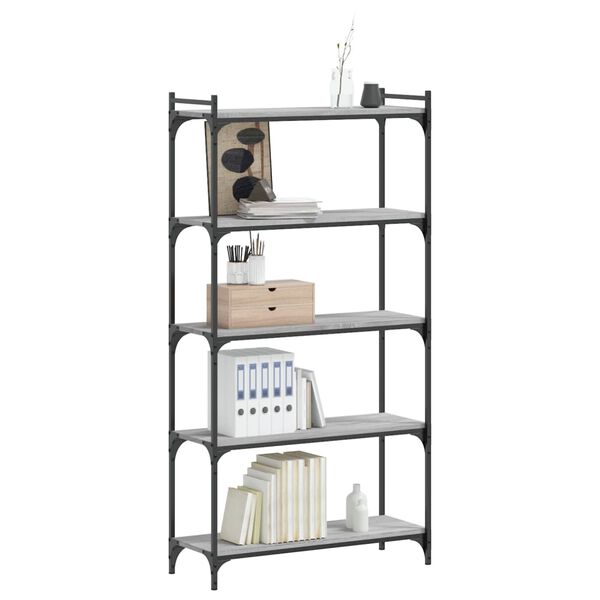 vidaXL B&uuml;cherregal 5 B&ouml;den Grau Sonoma 80x30x154 cm Holzwerkstoff