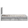 vidaXL Bettrahmen mit Kopfteil Beton 90 x 200 cm Massives Kiefernholz