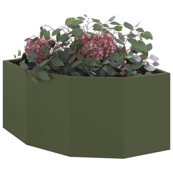 vidaXL Eckpflanzer Olivgr&uuml;n 60 x 60 x 35 cm Stahl