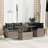 vidaXL Garten-Sofa-Set mit Kissen mit Kissen 6 pcs Grau Poly Rattan