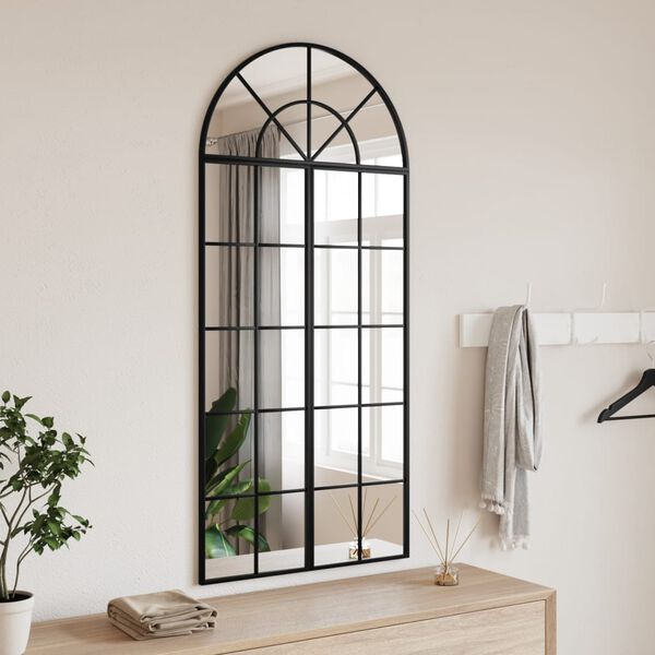 vidaXL Wandspiegel Schwarz 60x130 cm Gew&ouml;lbt Eisen