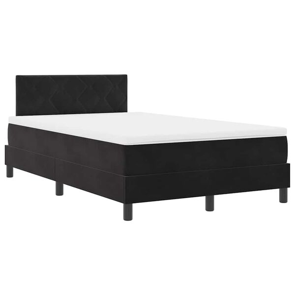 vidaXL LED Boxspringbett mit Matratze Schwarz 120 x 200 cm Samt