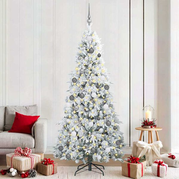 vidaXL K&uuml;nstlicher klappbarer Weihnachtsbaum Wei&szlig; 210 cm PE und PVC