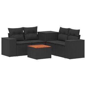 vidaXL Sofa Set 6 stk. Schwarz Polyrattan und Stahl
