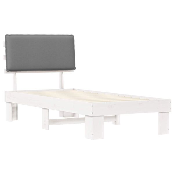 vidaXL Bettgestell mit gepolstertem Kopfteil Hellgrau 75 x 190 cm