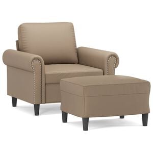 vidaXL Sessel mit Hocker Cappuccino 60 cm Kunstleder