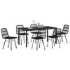 vidaXL Garten Essgruppe 7 pcs Schwarz Pulverbeschichteter Stahl