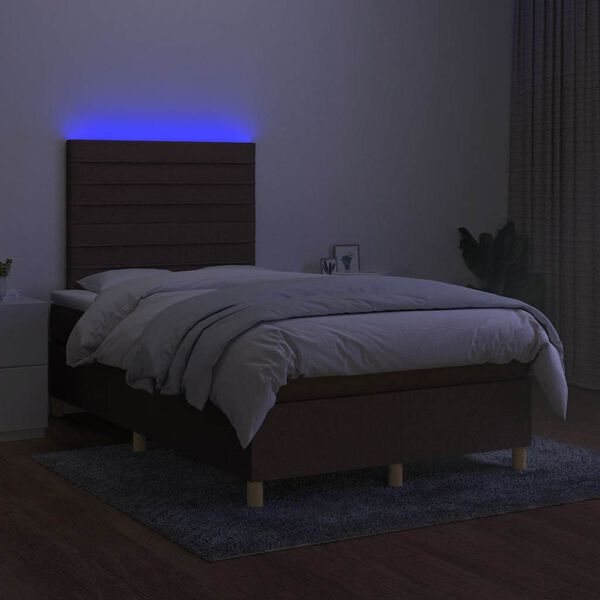 vidaXL Boxspringbett mit Matratze & LED Dunkelbraun 120x190 cm Stoff