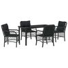 vidaXL Garten Essgruppe mit Kissen 5 pcs Schwarz Poly-Rattan