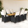 vidaXL 9-tlg. Garten-Essgruppe mit Kissen Schwarz Poly Rattan