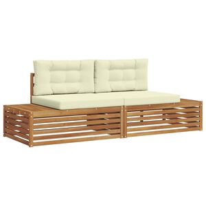 vidaXL 2 stk. Outdoor-Sofagarnitur Massives Akazienholz und Polyester