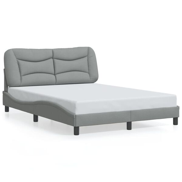 vidaXL Bettgestell ohne Matratze "Hvar" Hellgrau 140x190 cm Stoff