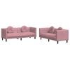 vidaXL 2-tlg. Sofagarnitur mit Kissen Rosa Samt