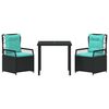 vidaXL Garten Essgruppe 3 pcs Schwarz Poly-Rattan