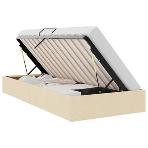 vidaXL Ottoman Bettgestell mit Speicher Creme 90 x 200 cm Stoff