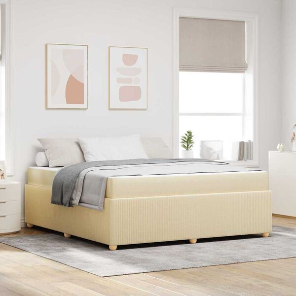 vidaXL Bettrahmen mit Matratze Creme 180 x 200 cm Stoff