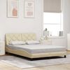 vidaXL Bettgestell mit LED ohne Matratze Creme 140x200 cm Stoff