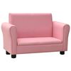 vidaXL Kindersofa mit Hocker Rosa Kunstleder