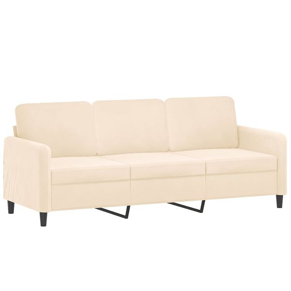 vidaXL 3-Sitzer-Sofa mit Kissen Creme 180 cm Samt