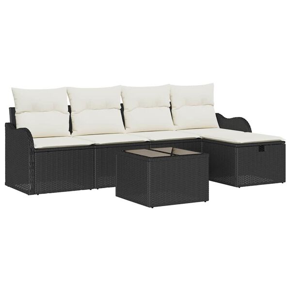 vidaXL Gartensofa-set mit Kissen 6 pcs Schwarz und Creme Poly-Rattan