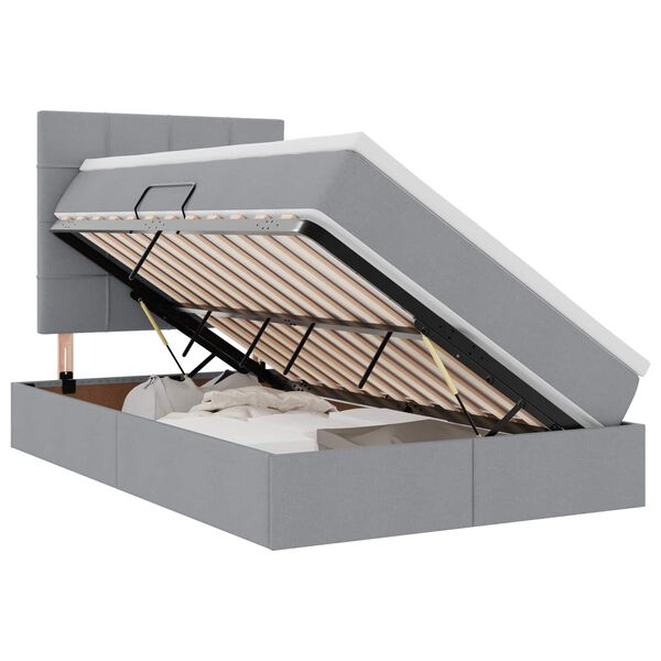 vidaXL Aufbewahrungsbett mit Matratze Hellgrau 120 x 190 cm Stoff