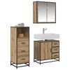 vidaXL Badezimmerm&ouml;bel-Set mit Regal 3 pcs Artisan-Eiche Holzwerkstoff