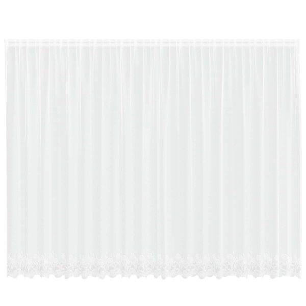 vidaXL Spitzenvorhang mit Vorh&auml;ngen Floral Wei&szlig; 245 x 500 cm Polyester