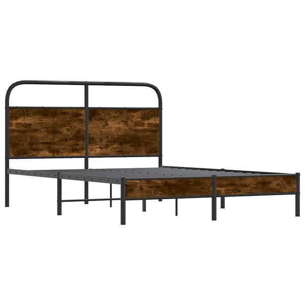 vidaXL Bettgestell ohne Matratze 135x190 cm R&auml;uchereiche Holzwerkstoff