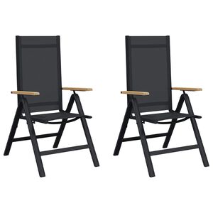 vidaXL Liegest&uuml;hle f&uuml;r den Garten 2 pcs Schwarz 58 x 73 x 111,5 cm